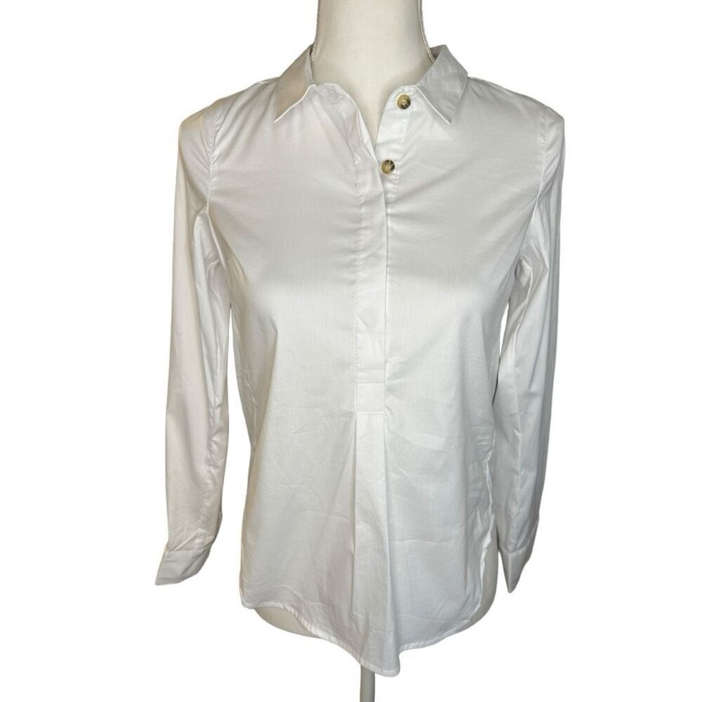 NEW Universal Standard White Elbe Petite Size 0 4XS Popover Stretch Poplin Shirt